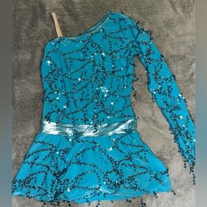 One Shoulder- Blue Shimmer Water Dress for girls Size 10 Halloween dress